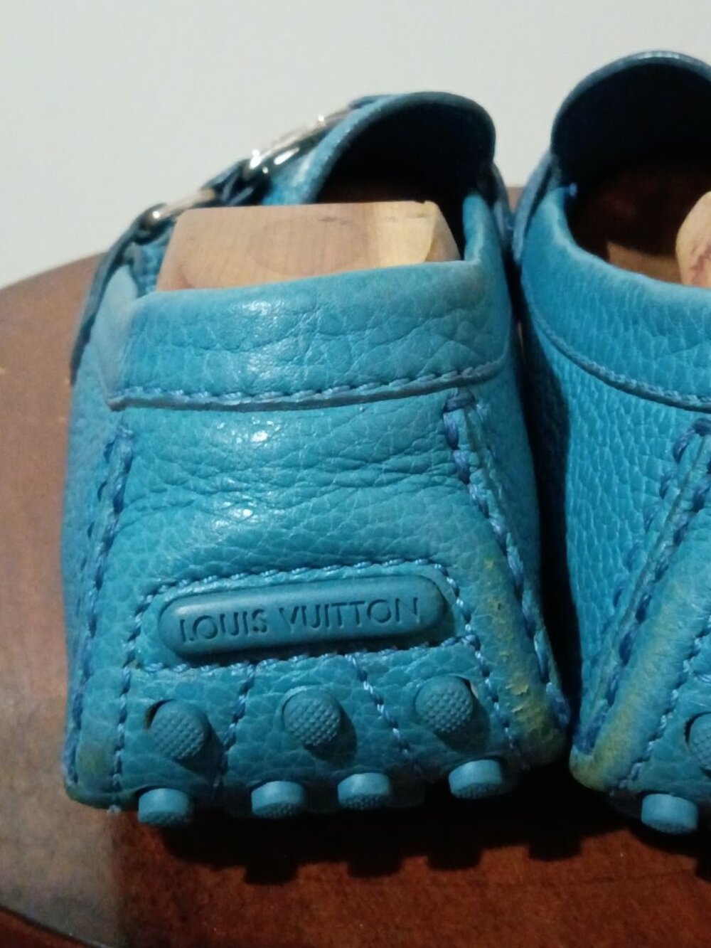 Men's Louis Vuitton Blue Monte Carlo Driving Loafers Shoes Sz 8.5 Good Condition - Picture 7 of 16